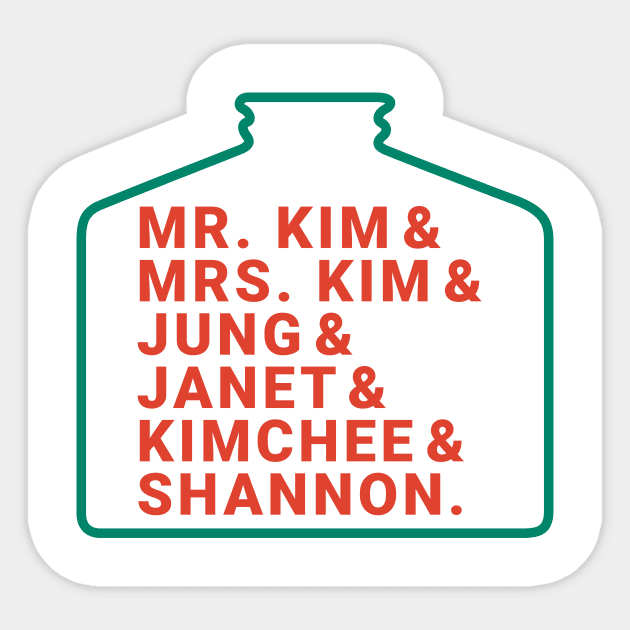 Kim's Convenience Character Name Sticker by JamexAlisa